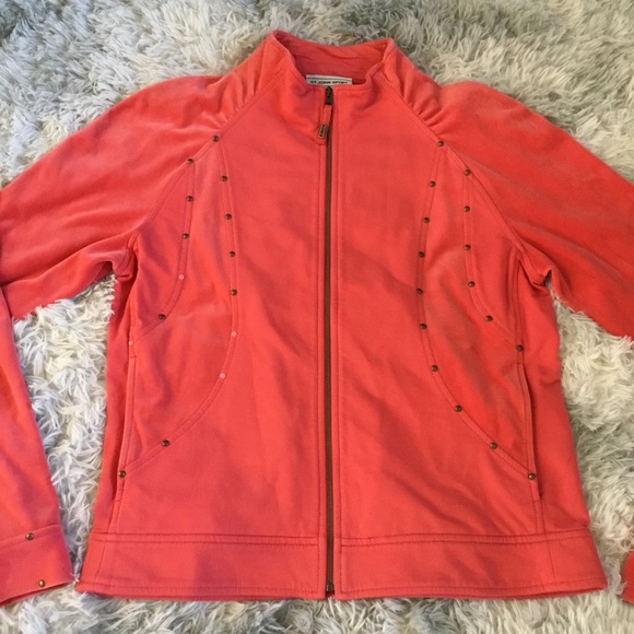 Womens St. John Sport Full Zip Sweater Cotton Blend Pink Size Small - Picture 2 of 6